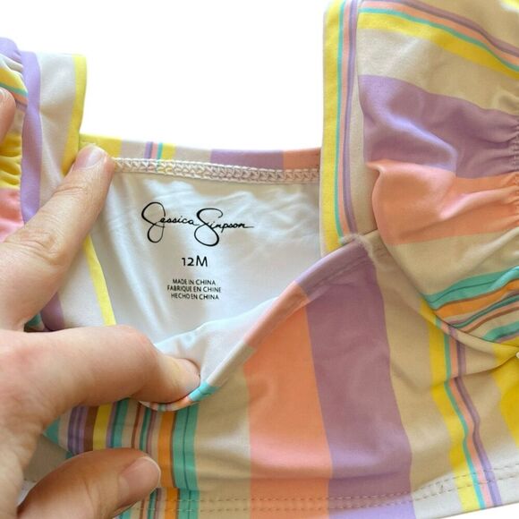 Jessica Simpson Colorful Striped Bikini Swim Top Baby 12 M - Picture 2 of 2